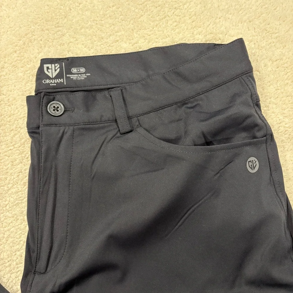 Graham‎ Luxe Men's Golf Pants All Time 38x32 Navy Blue Lightweight Stretch